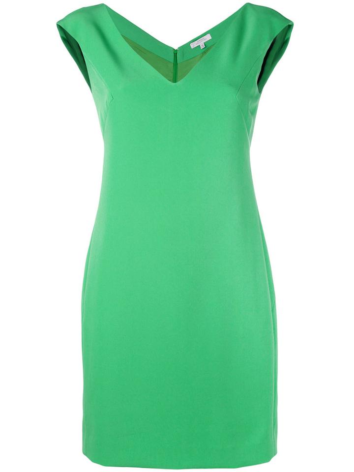 Versace Collection - Fitted V-neck Dress - Women - Polyester/spandex/elastane/viscose - 40, Green, Polyester/spandex/elastane/viscose