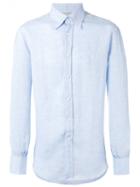 Brunello Cucinelli Buttoned Down Collar Shirt, Men's, Size: Xxxl, Blue, Cotton/linen/flax