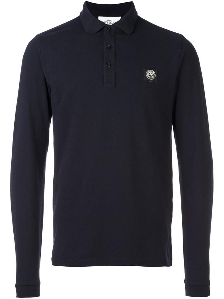 Stone Island 'mm' Polo Shirt, Men's, Size: Large, Blue, Cotton/spandex/elastane