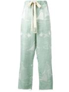 Loewe Boat Pattern Drawstring Trousers, Women's, Size: Small, Green, Silk/cotton/linen/flax