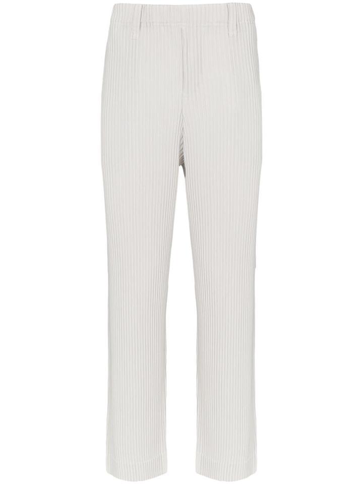Homme Plissé Issey Miyake Pleated Straight Leg Trousers - Grey