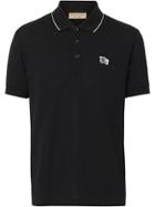 Burberry Tipped Cotton Piqué Polo Shirt - Black