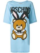 Moschino Playboy Teddy T-shirt Dress - Blue
