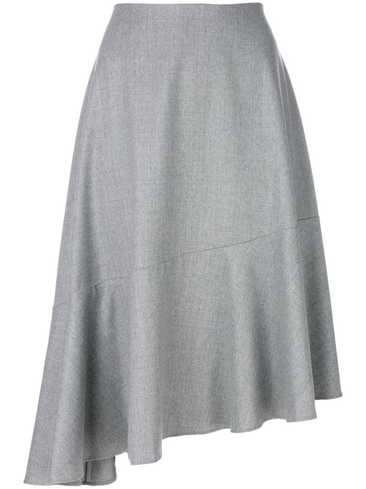 Carven - Asymmetric Flared Skirt - Women - Silk/acetate/virgin Wool - 40, Grey, Silk/acetate/virgin Wool