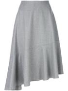 Carven - Asymmetric Flared Skirt - Women - Silk/acetate/virgin Wool - 40, Grey, Silk/acetate/virgin Wool