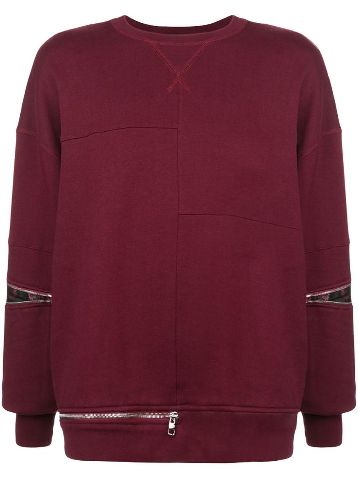Alexander Mcqueen Boxy Zip Detail Sweatshirt - Red