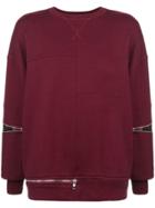 Alexander Mcqueen Boxy Zip Detail Sweatshirt - Red