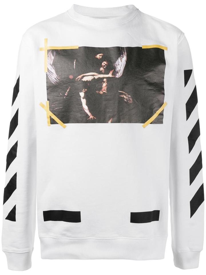 Off-white Painting Print Sweatshirt, Men's, Size: Small, White, Cotton