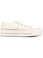 Converse Embroidered Lace-up Sneakers - White