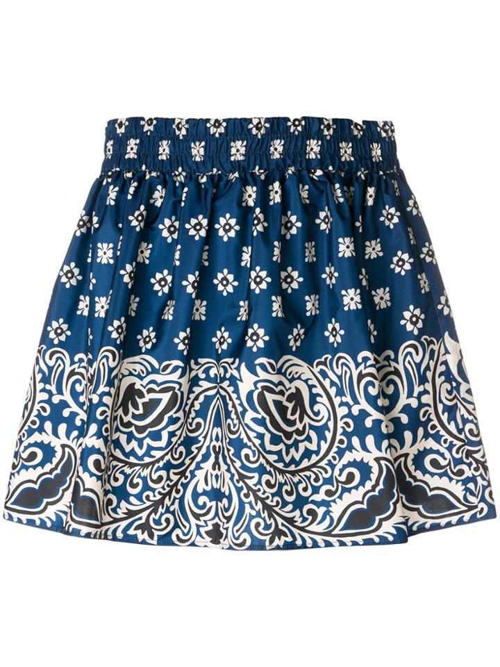 Red Valentino Paisley Print Mini Skirt - Blue