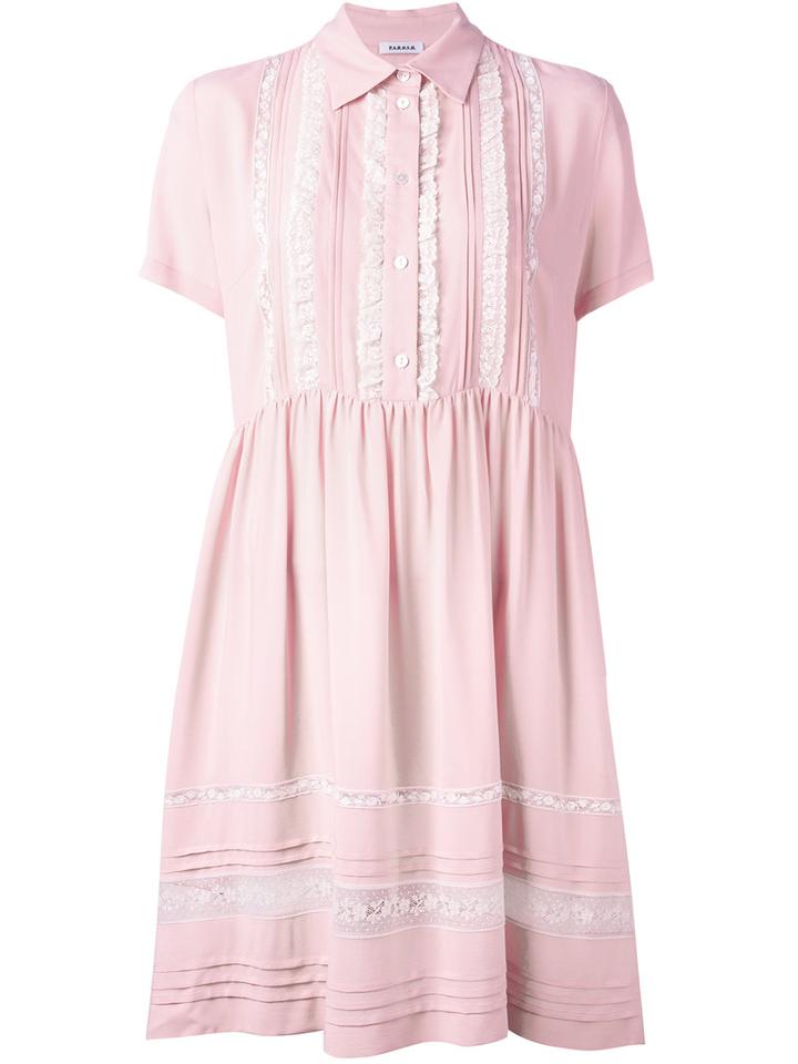 P.a.r.o.s.h. Anja Lace Trim Shirt Dress, Women's, Size: Xs, Pink/purple, Silk/acetate/cotton/polyamide