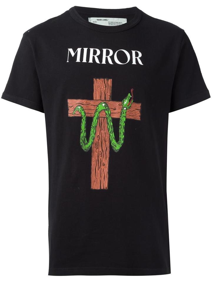 Off-white 'snake Mirror' T-shirt, Men's, Size: Xxs, Black, Cotton