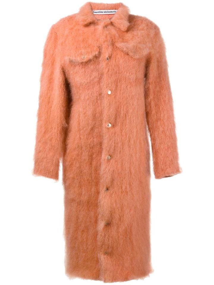 Faustine Steinmetz Single Breasted Knit Coat, Women's, Size: Medium, Yellow/orange, Mohair