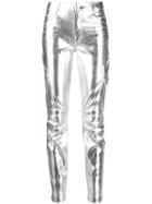 Pinko Slim Metallic Trousers - Silver