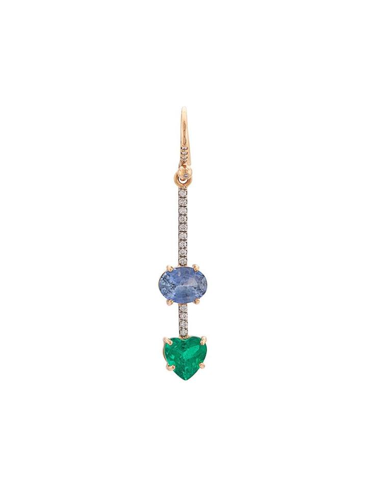 Irene Neuwirth 18kt Gold Heart Diamond Single Earring - Blue
