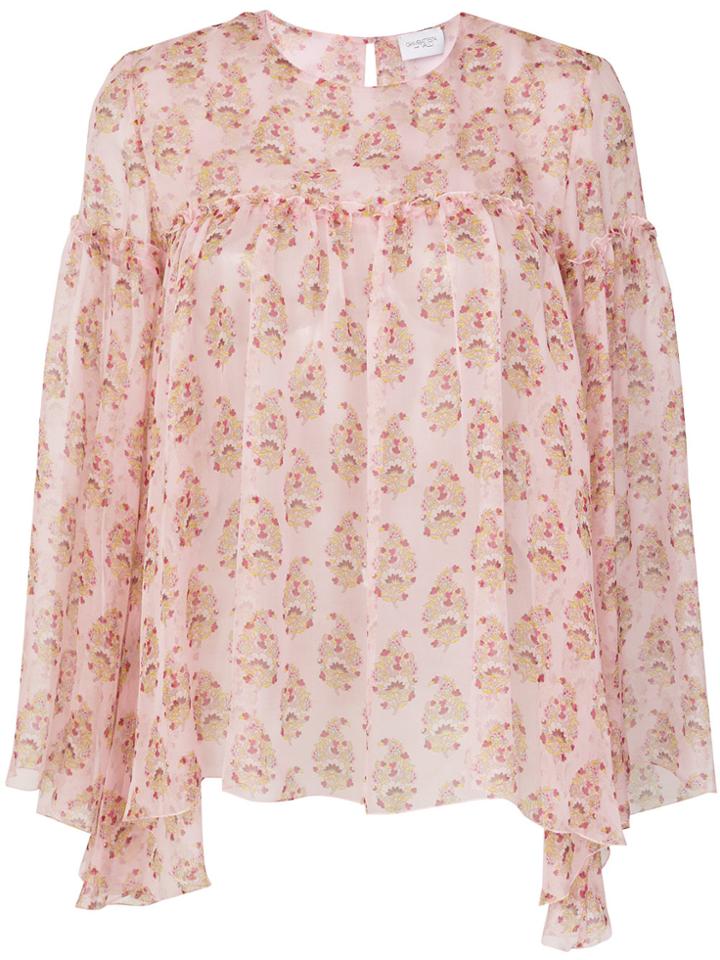 Giambattista Valli Floral Printed Loose Blouse - Pink & Purple