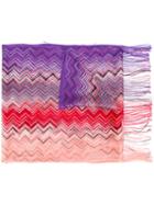 Missoni - Zig Zag Crochet Knit Scarf - Women - Viscose - One Size, Women's, Pink/purple, Viscose