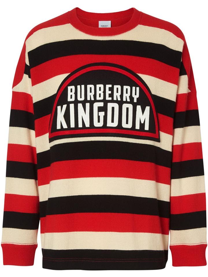 Burberry Kingdom Detail Striped Cashmere Jumper - Red