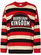 Burberry Kingdom Detail Striped Cashmere Jumper - Red