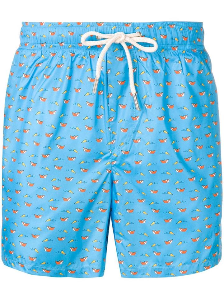 Fefè Paper Boat Print Swim Shorts - Blue