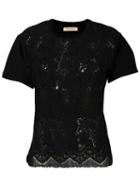 Erika Cavallini Lace T-shirt, Women's, Size: 44, Black, Cotton/viscose/polyamide