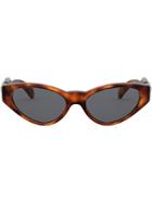 Versace Eyewear Oval Frame Sunglasses - Brown