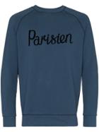 Maison Kitsuné Parisien Flocked Cotton Sweatshirt - Blue