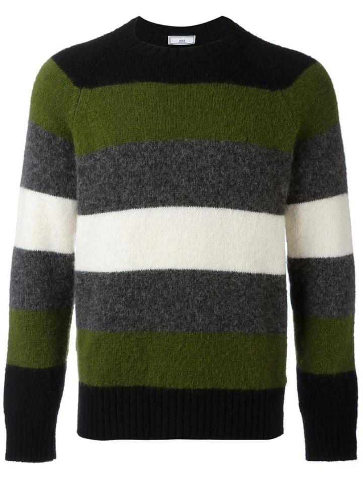 Ami Paris Raglan Sleeves Crewneck Sweater - Multicolour