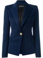 Balmain Fitted Blazer, Women's, Size: 36, Blue, Cotton/viscose/wool/virgin Wool