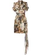 Christopher Kane Rose Print Wrap Dress, Women's, Size: 40, Pink/purple, Spandex/elastane/viscose