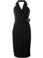 Thierry Mugler Vintage Buckled Wrap Dress, Women's, Size: 38, Black