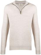 Hackett Zipped Down Neck Jumper - Neutrals