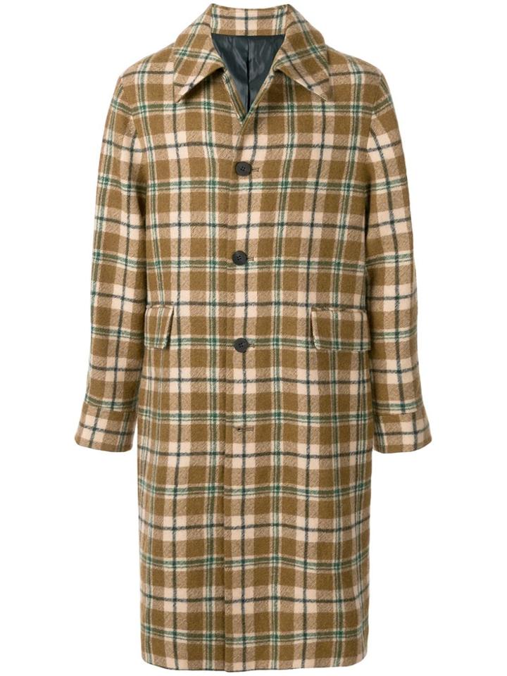 Wooyoungmi Buttoned Check Coat - Brown