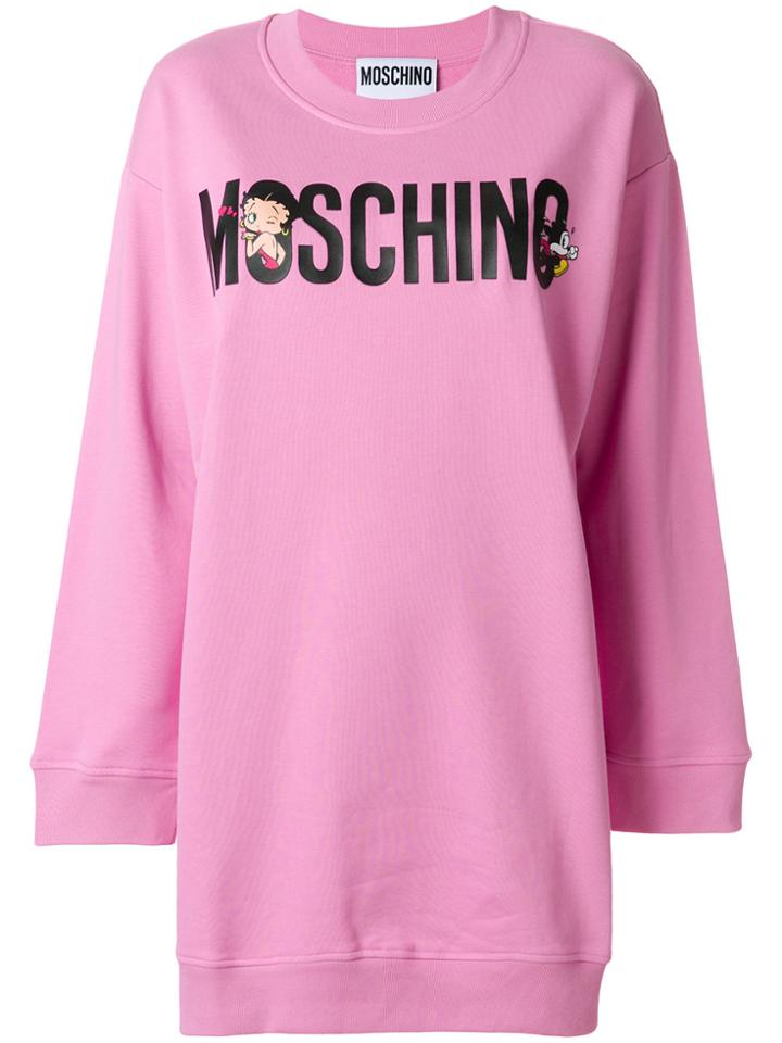 Moschino Front Logo Loose Dress - Pink & Purple