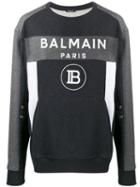 Balmain Colour Block Logo Sweatshirt - Grey