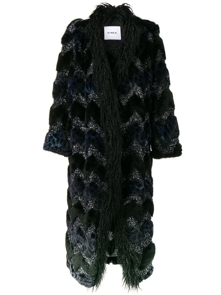 Ainea Embellished Long Coat - Blue