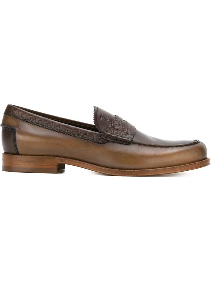 Tod S Classic Loafers, Men's, Size: 8.5, Brown, Leather/rubber
