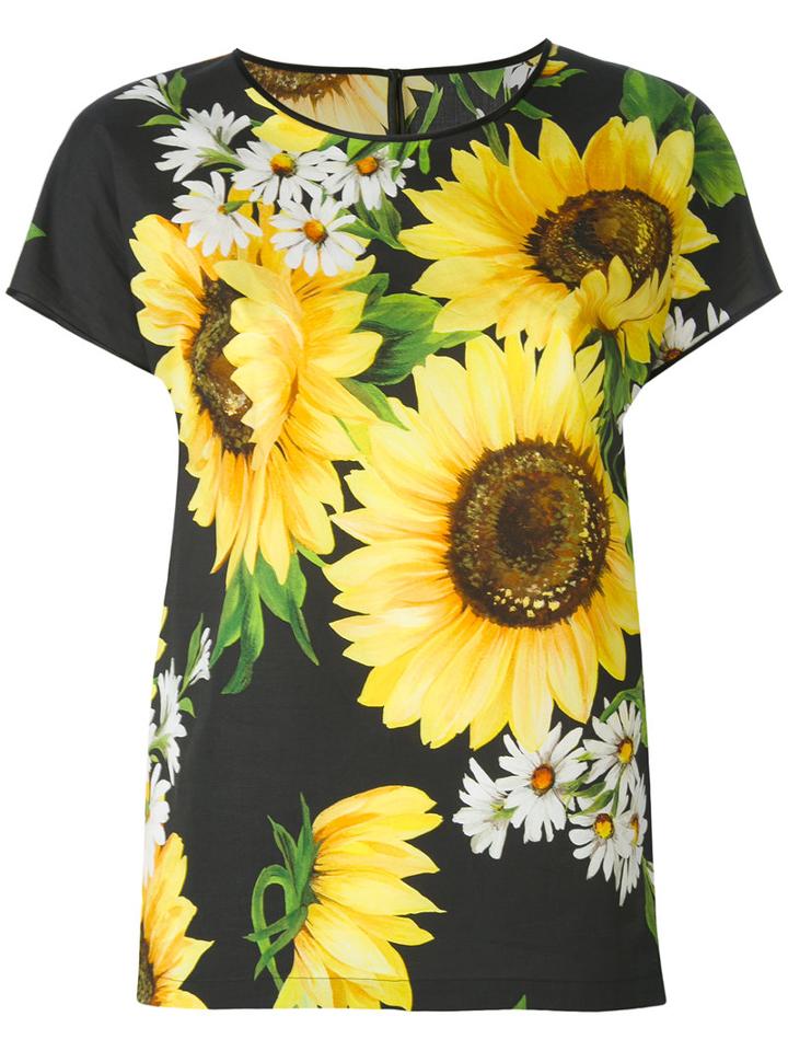 Dolce & Gabbana - Daisy Print T-shirt - Women - Silk/cotton - 44, Black, Silk/cotton