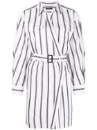 Derek Lam Long Sleeve Asymmetrical Bold Striped Placket Shirt Dress -