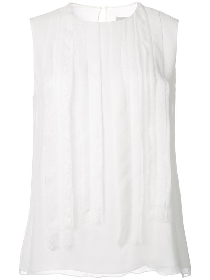 Jason Wu Stitched Panel Tank, Size: 4, White, Silk