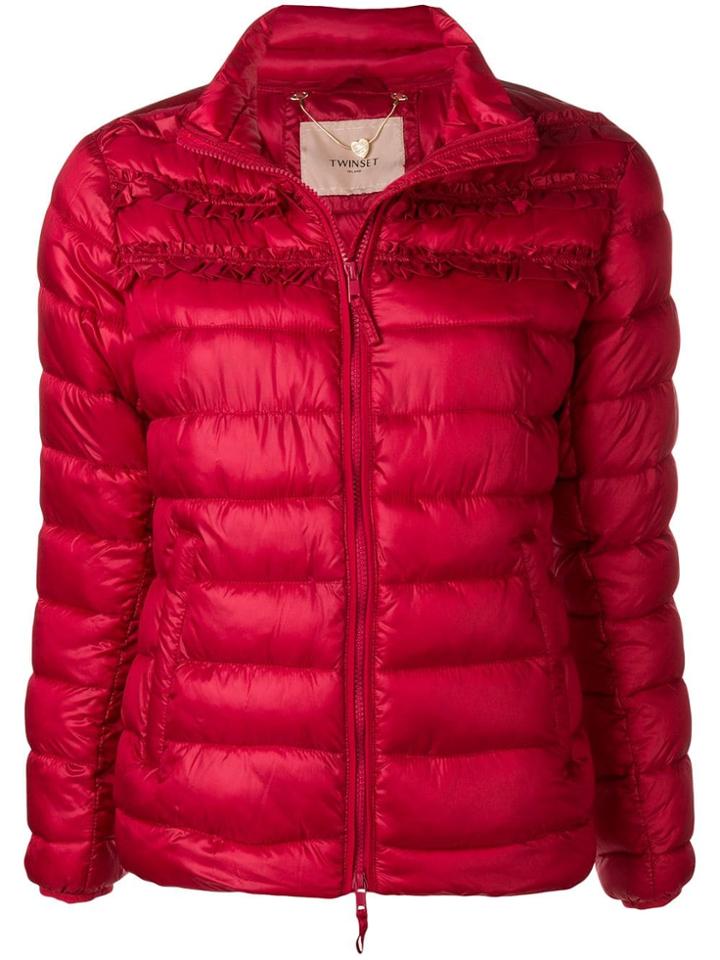 Twin-set Ruffled Puffer Jacket - Red