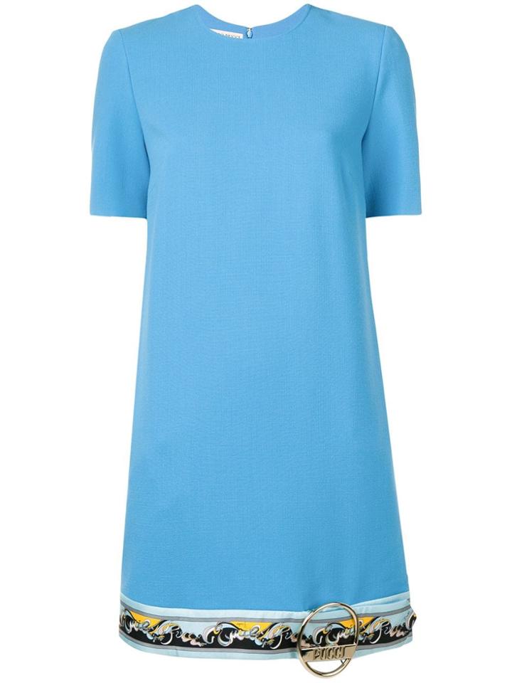 Emilio Pucci Contrast Hem Shift Dress - Blue