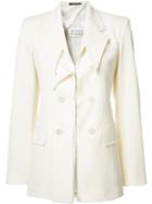 Maison Margiela - Deconstructed Lapel Blazer - Women - Cotton/spandex/elastane/viscose/virgin Wool - 42, White, Cotton/spandex/elastane/viscose/virgin Wool