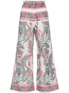 Celia Dragouni Embroidered Wide-leg Trousers - Pink