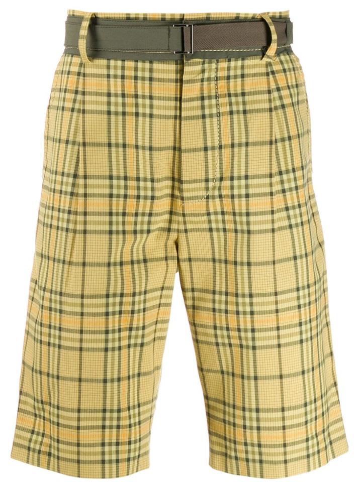 Sacai Belted Checked Shorts - Yellow