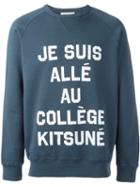 Maison Kitsuné Logo Print Sweatshirt, Men's, Size: Xl, Blue, Cotton