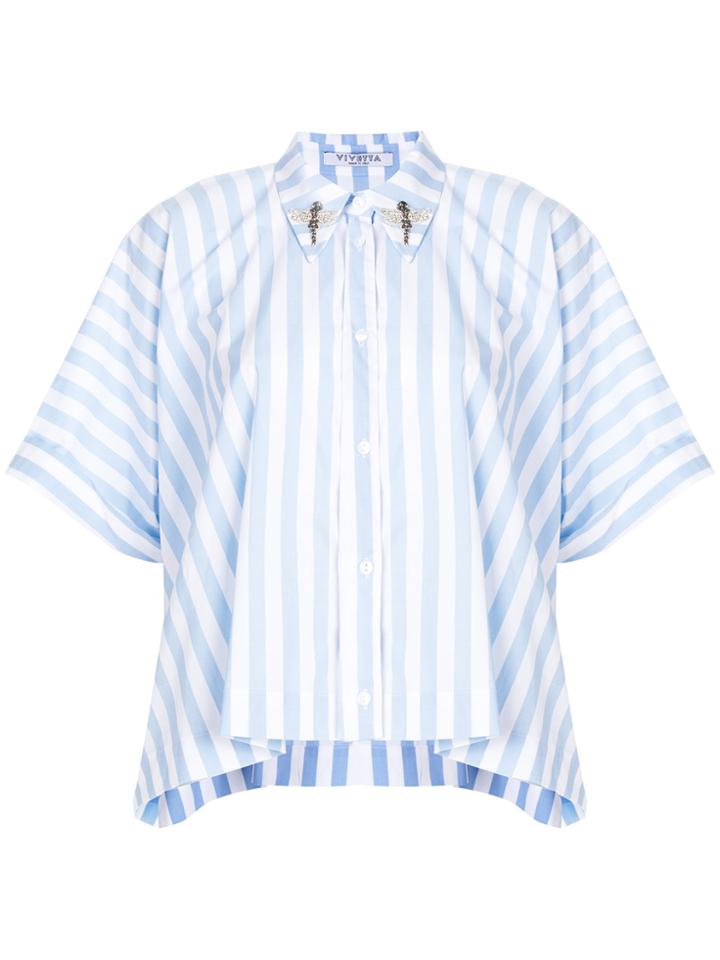 Vivetta Dragonfly Collar Striped Shirt - Blue