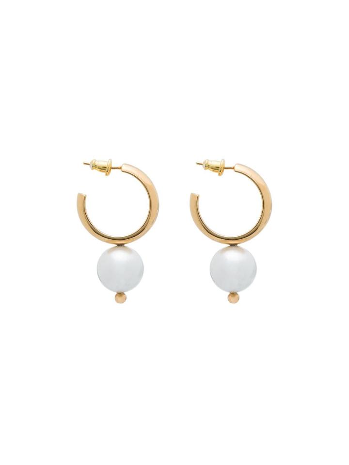 Simone Rocha Metallic Hoop Pearl Drop Earrings - Gold