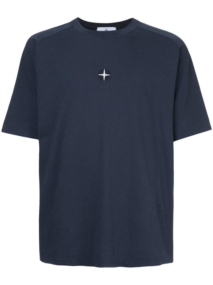 Stone Island Logo Embroidered T-shirt - Blue