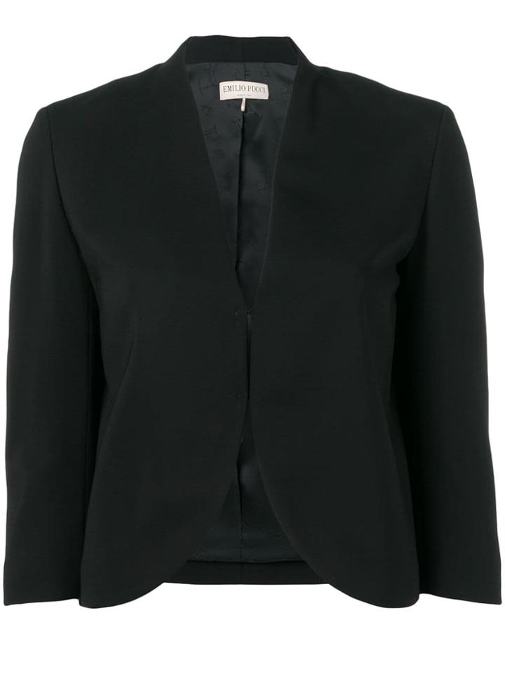 Emilio Pucci Cropped Collarless Jacket - Black